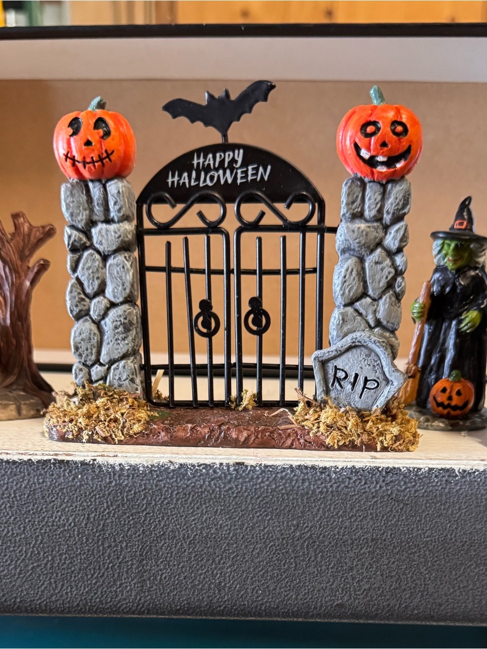 Halloween gate decor for village and witch figurines